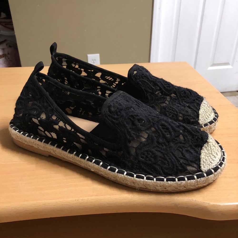 TORRID Black Espadrille Flats Lace 9.5